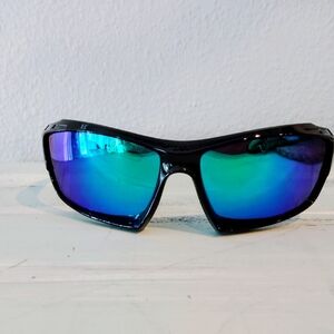 Stylish Black Sunglasses with Blue Lenses